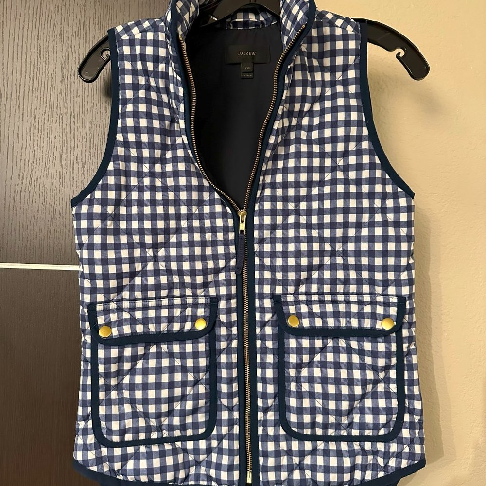 J.Crew Gingham Puffer Vest